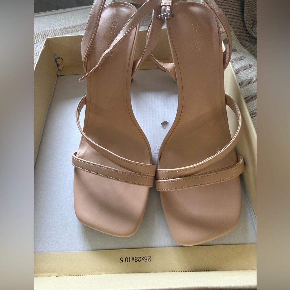 Open Edit Nude square toe strappy heels size 8.5
